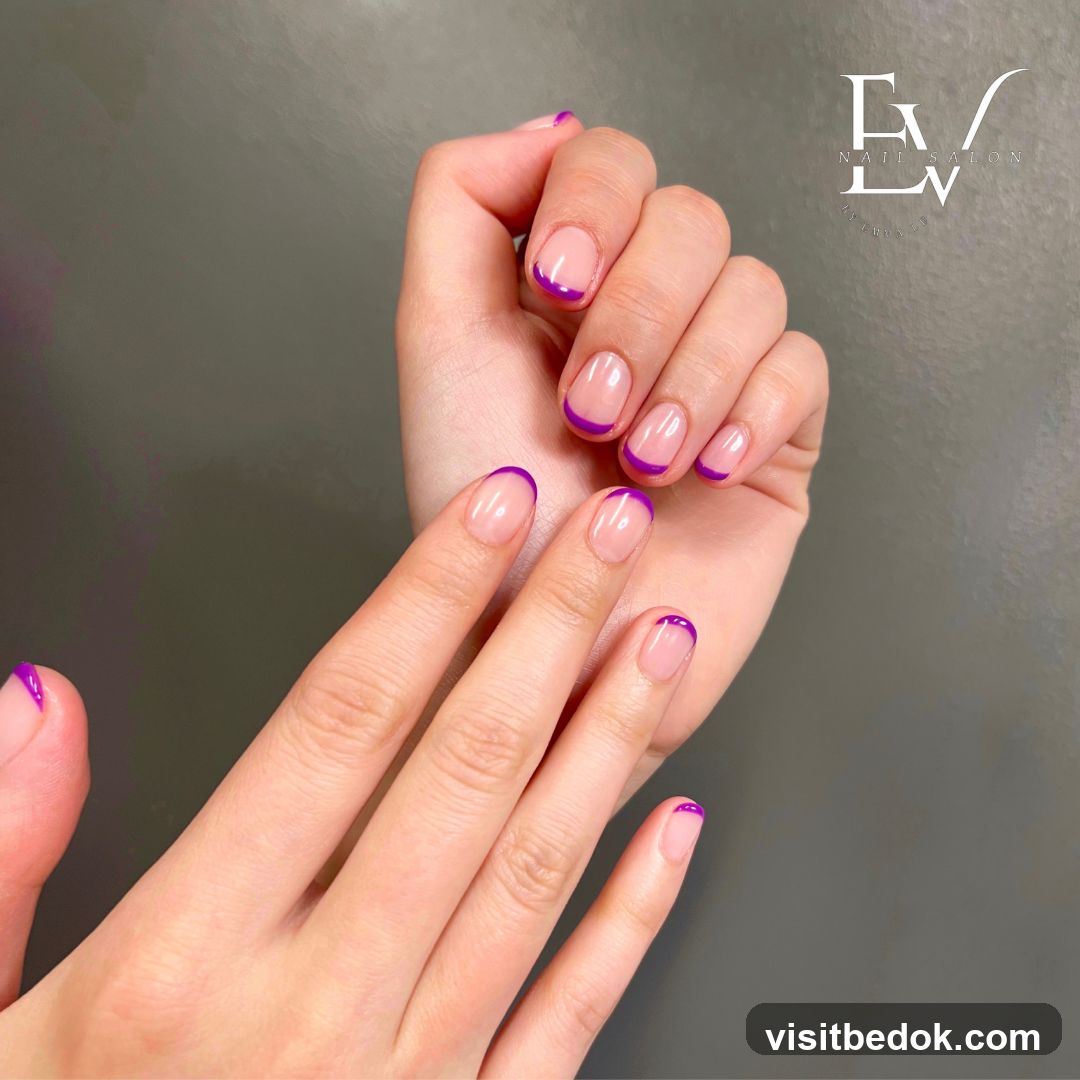 French Manicure with Purple Tips