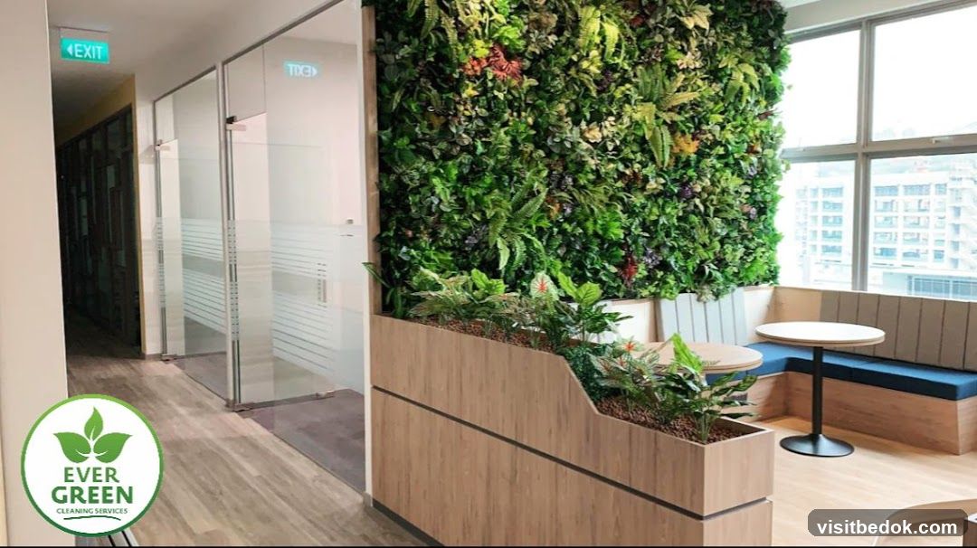 Office Waiting Area with Green Wall