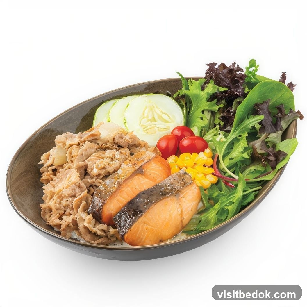 Salmon and Beef Bowl