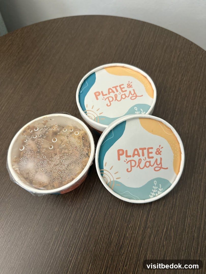 Three containers of food