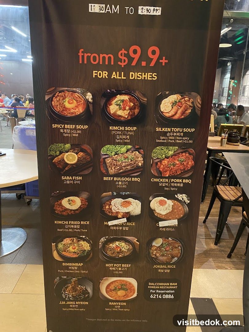 Dalcomhan Bam Korean Restaurant Menu