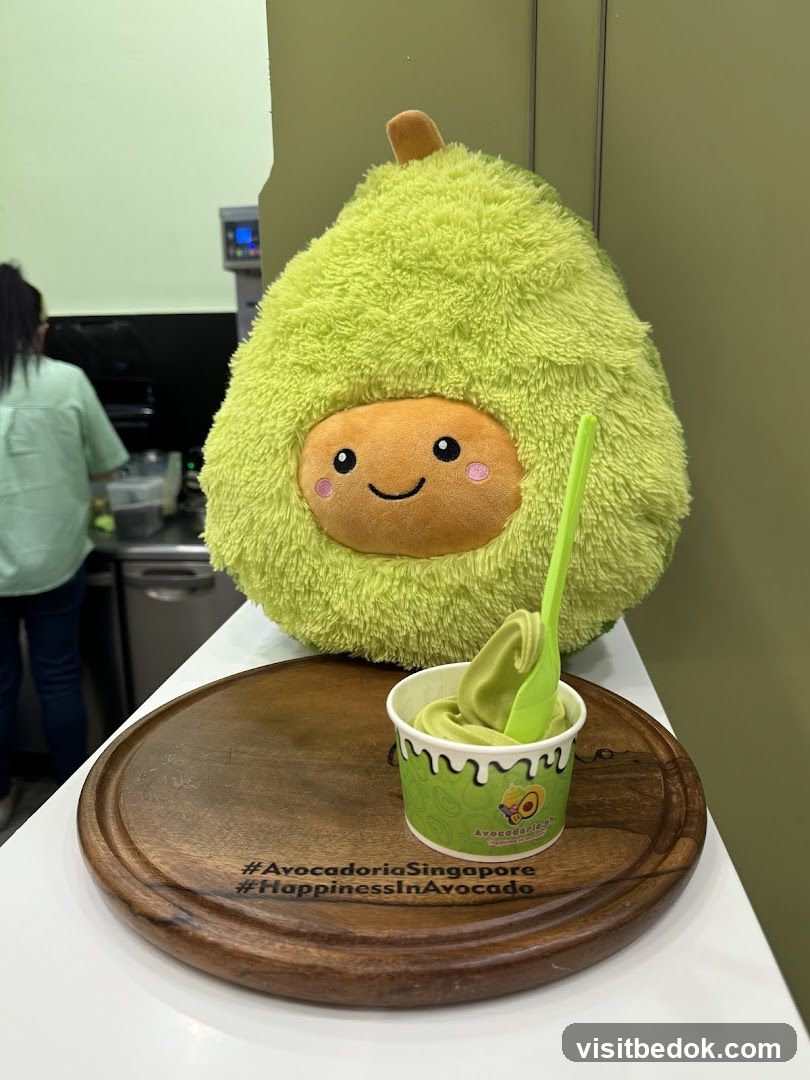 Avocado ice cream with plush toy