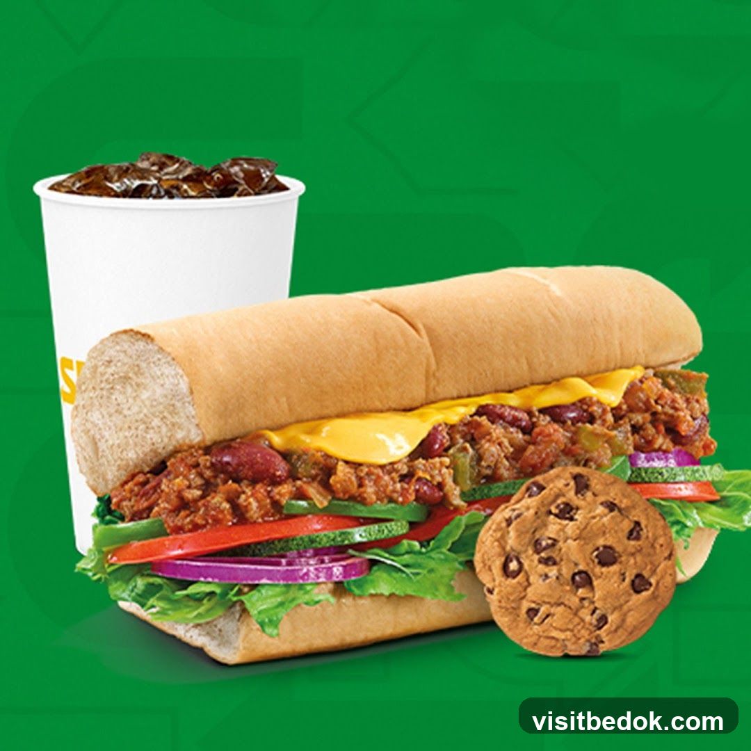 Sub sandwich meal with drink and cookie