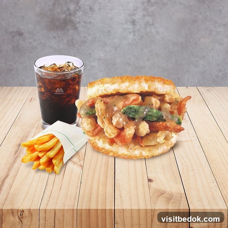 Burger meal with fries and soda