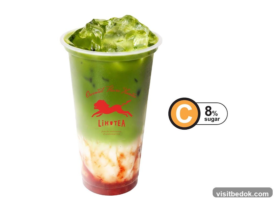 Matcha Drink with Strawberry Swirl