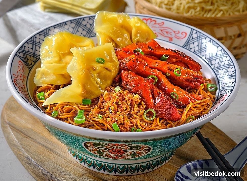 Noodle Dish with Wontons and Meat