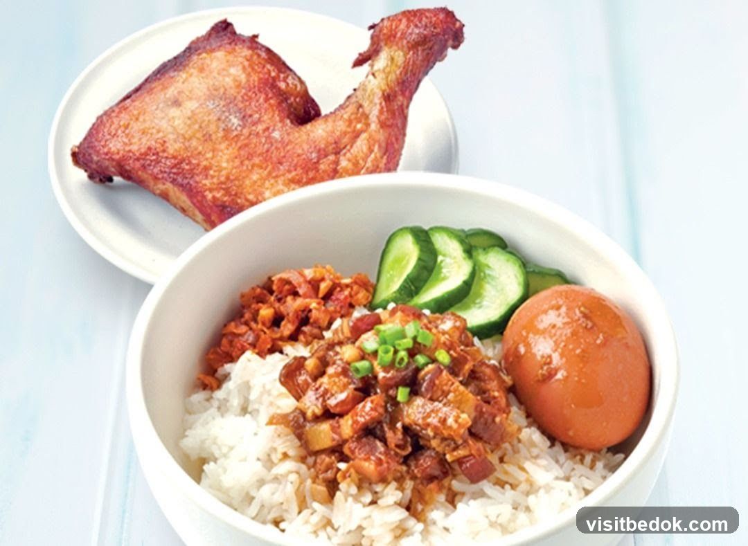 Braised Pork Rice with Fried Chicken