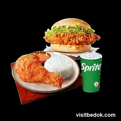 Fried Chicken Meal with Burger and Sprite
