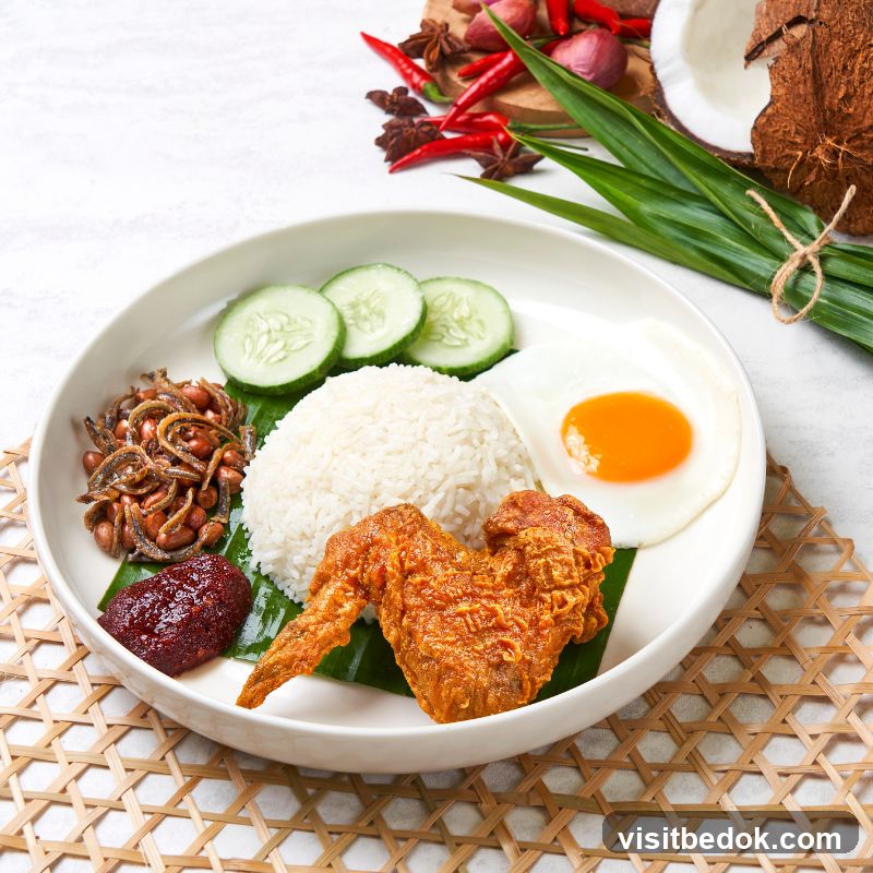 Nasi Lemak with Fried Chicken Wing