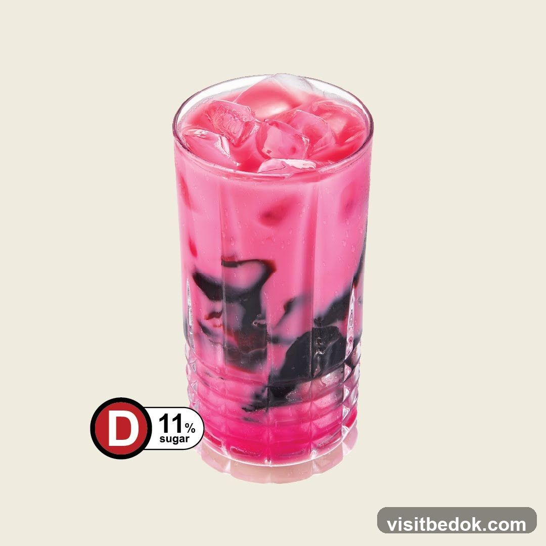 Pink Drink with Black Jelly and Ice