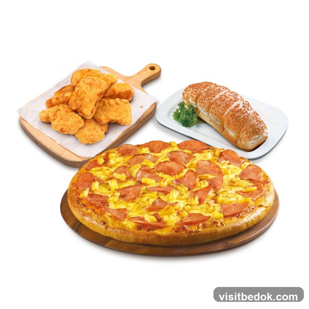 Pizza, Nuggets, and Sandwich