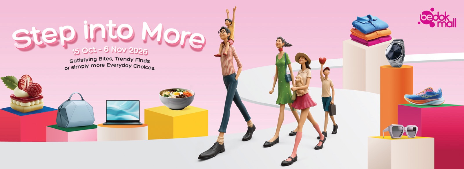 CapitaLand Step into More campaign graphic for Bedok Mall, 15 October to 6 November 2026