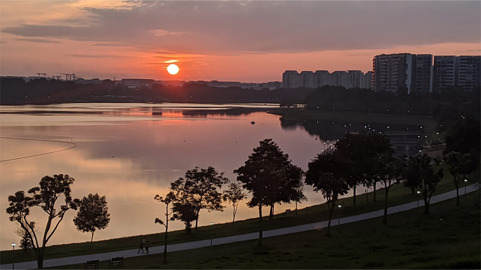 Sunset over Bedok Reservoir Park from the NParks park page